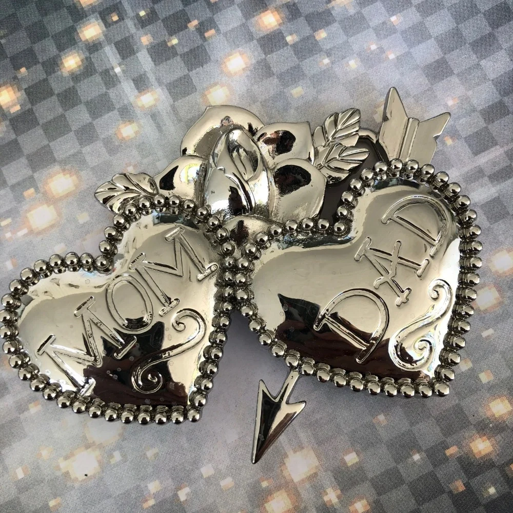 Mom & Dad Heart Tattoo Flash Belt Buckle Retro